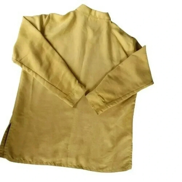 CHICO'S Women's Button Front size 2 Long Sleeve yellow Polyester Shirt Blouse - Picture 9 of 9